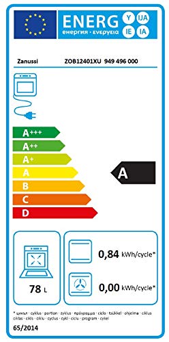 Zanussi ZOB12401XU Horno Convencional con Limpieza AquaClean, 4 funciones, Mandos Fijos, Antihuellas, Temporizador, Bandeja de Esmalte Gris, Parrilla Cromada, Clase A, 78 Litros, Acero inoxidable