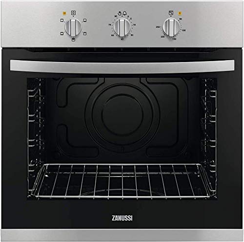 Zanussi ZOB12401XU Horno Convencional con Limpieza AquaClean, 4 funciones, Mandos Fijos, Antihuellas, Temporizador, Bandeja de Esmalte Gris, Parrilla Cromada, Clase A, 78 Litros, Acero inoxidable