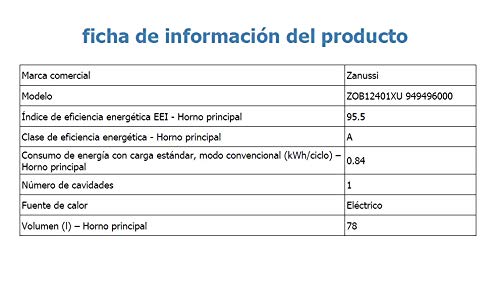 Zanussi ZOB12401XU Horno Convencional con Limpieza AquaClean, 4 funciones, Mandos Fijos, Antihuellas, Temporizador, Bandeja de Esmalte Gris, Parrilla Cromada, Clase A, 78 Litros, Acero inoxidable