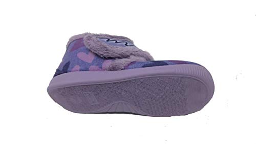 Zapatilla de Estar por casa/Niña/Niño/Vulca-Bicha/Material Grenoble/Mod. Gato Lila/Suela de Goma/Cierre Fácil/Talla 28