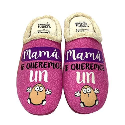 Zapatillas de casa Mamá te Queremos un Huevo Fucsia Talla 36