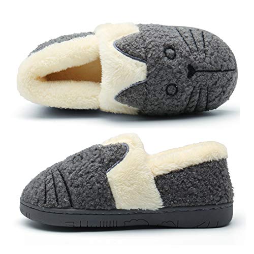 Zapatillas de Estar por Casa para Niñas Niños Invierno Zapatillas Interior Casa Caliente Pantuflas Suave Algodón Calentar Zapatilla Mujer Hombres Gris2 32-33 EU (Fabricante: 220)