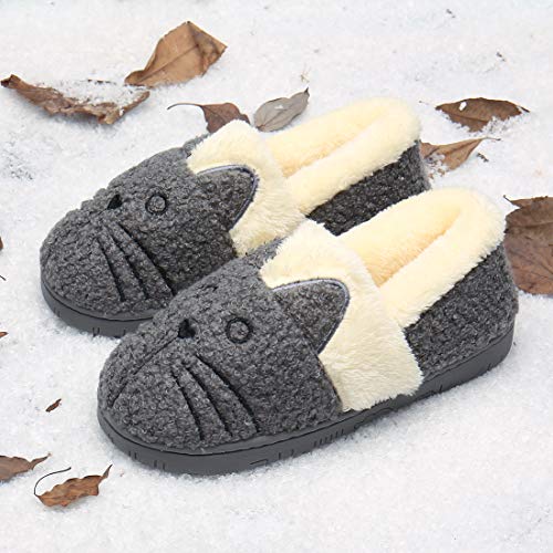 Zapatillas de Estar por Casa para Niñas Niños Invierno Zapatillas Interior Casa Caliente Pantuflas Suave Algodón Calentar Zapatilla Mujer Hombres Gris2 32-33 EU (Fabricante: 220)