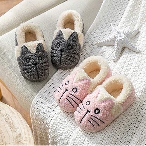 Zapatillas de Estar por Casa para Niñas Niños Invierno Zapatillas Interior Casa Caliente Pantuflas Suave Algodón Calentar Zapatilla Mujer Hombres Gris2 32-33 EU (Fabricante: 220)