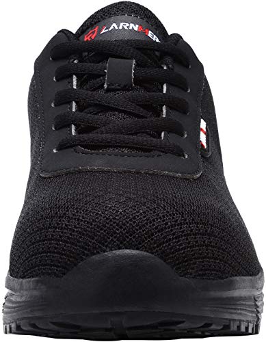 Zapatillas de Seguridad Mujer L8038 S1 SRC Zapatos de Trabajo con Punta de Acero Ultra Liviano Suave y cómodo Transpirable Antideslizante(40 EU,Negro Oscuro)