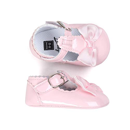 Zapatos Bebé Niña 2019 SHOBDW Zapatos De Princesa Dulce Pisos Zapatos Cuna Suela Suave Antideslizante Zapatillas Zapatos Lindos del Bowknot Primeros Pasos Zapatos Bebé Recién Nacida(Rosa,12~18)