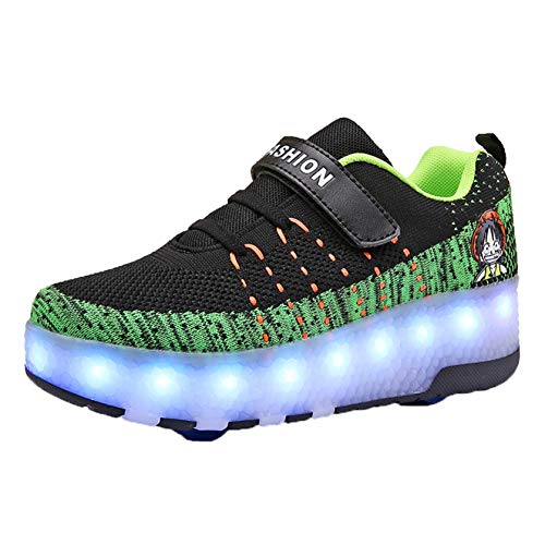 Zapatos Deportivos Luminosos de Doble Rueda LED para niños Zapatos de Patinaje para niños y niñas Zapatos Luminosos de Carga USB Zapatos Deportivos al Aire Libre