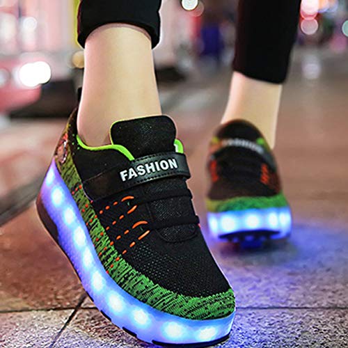 Zapatos Deportivos Luminosos de Doble Rueda LED para niños Zapatos de Patinaje para niños y niñas Zapatos Luminosos de Carga USB Zapatos Deportivos al Aire Libre