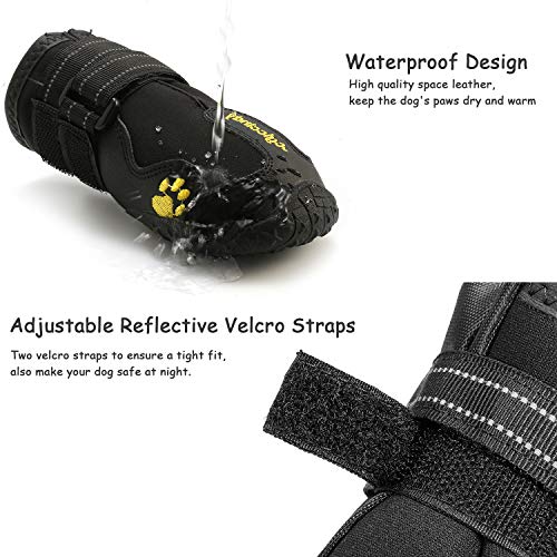 Zapatos para Perros, 4 Pcs Impermeable Zapatos Perro para Mediano y Grandes Perros - Negro (2#)