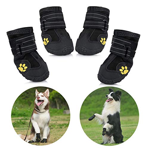 Zapatos para Perros, 4 Pcs Impermeable Zapatos Perro para Mediano y Grandes Perros - Negro (2#)