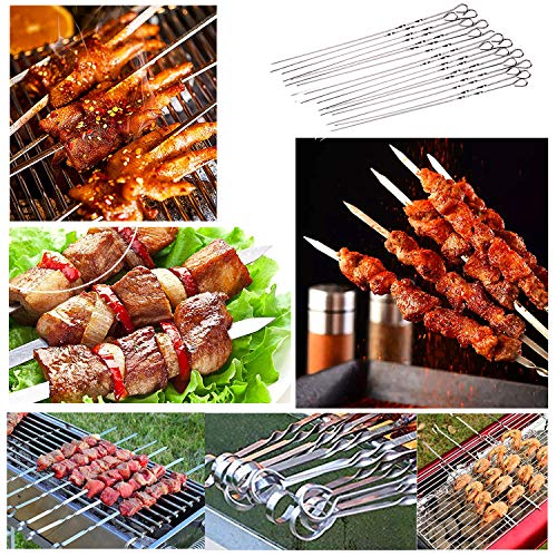 ZEEREE 10 Cuerdas de 38 cm, Kebab de Acero Inoxidable, Parrilla de Acero Inoxidable para brochetas de Carne o Verduras