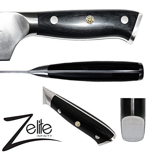 Zelite Infinity Cuchillos Cocina Cuchillo de Chef 20cm – Serie Alemana Alpha-Royal – Cuchillos Cocina Profesional Acero Inoxidable Alemán – Cuchillos Japoneses con Mango de Pakkawood y Funda de Cuero