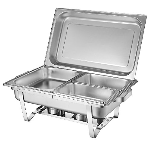 Zelsius Calentador Comida I Set Profesional "Montpellier" I Chafing Dish I Acero Inoxidable I 21 PZAS. I 3 Bandejas I Baño María I Catering I Bufé I Restaurante