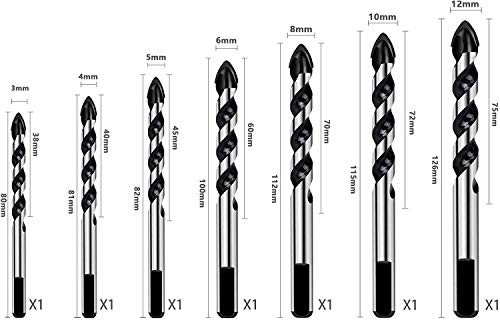 ZFYQ Set de Brocas para Azulejos, Apto para Diferentes Materiales, como Cemento, Cerámica, Vidrio, Plástico, Madera, con Caja de Almacenamiento