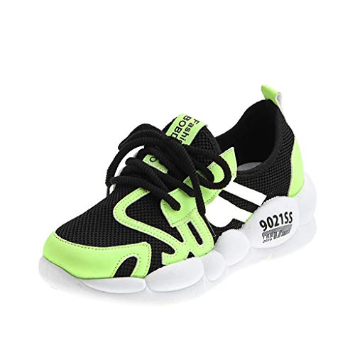 ZGF ICool Luminoso Mosca Tejido Zapatillas de Deporte otoño de Color a Juego bizcocho Zapatos Netos Zapatos de Mujer de Moda de Verano de Fondo Grueso,Verde,8.5