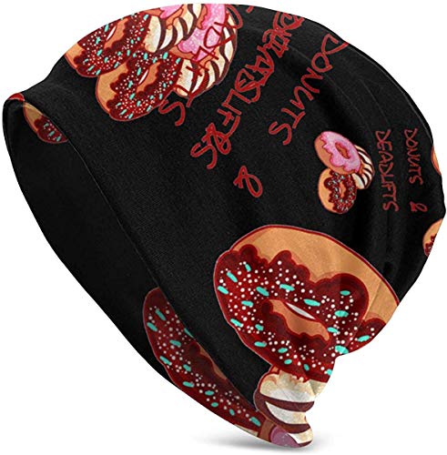 Zharkli Gift - Gorro de hip-hop para mujer y hombre, elástico, con diseño de calavera, donuts y peso muerto