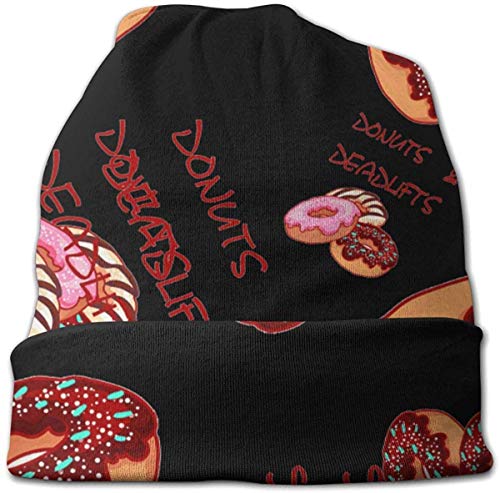 Zharkli Gift - Gorro de hip-hop para mujer y hombre, elástico, con diseño de calavera, donuts y peso muerto