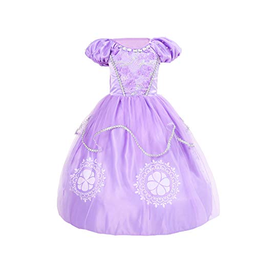 zhenlanshangmao Halloween Vestido de niños Sophia Princesa Vestido de Navidad Sofia Vestido 3-10 años de Edad (120（4-5Y）, Púrpura)