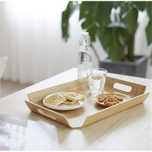 ZHER-LU - Bandeja de madera para servir pan y fiestas, diseño de bufé, para desayuno, frutas, tazas de té Black Walnut Color-m