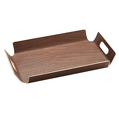 ZHER-LU - Bandeja de madera para servir pan y fiestas, diseño de bufé, para desayuno, frutas, tazas de té Black Walnut Color-m