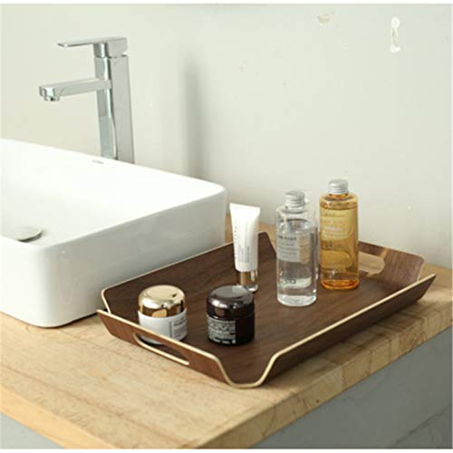 ZHER-LU - Bandeja de madera para servir pan y fiestas, diseño de bufé, para desayuno, frutas, tazas de té Black Walnut Color-m