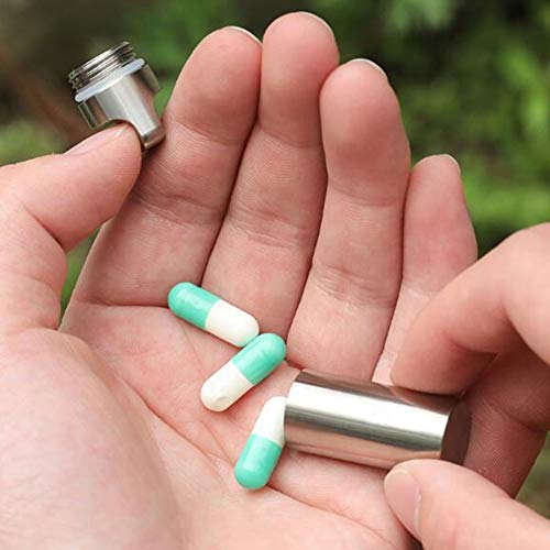 Zidao Pastillero, Caja de Pastillas de Titanio píldora llaveros Impermeable Caja de Almacenamiento de pequeño Tornillo Junta de Goma de Camping al Aire Libre Escalada Senderismo,Plata