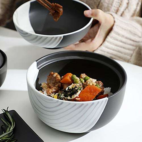 Zidao Tazón De Sopa De Cerámica Japonesa con Tapa Retro Ramen Cuenco Plato De Arroz Home Estudiantes De La Personalidad del Sueño Ensaladera Mano Creativa,A,S