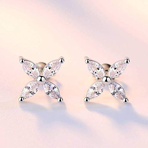 ZJL Simplicidad con Estilo 925 Pendiente Antialérgico de Plata Esterlina Cristal Brillante Flor de Hielo Señoras Stud Pendientes Joyería Venta Al por Mayor Envío de la GotaClaro