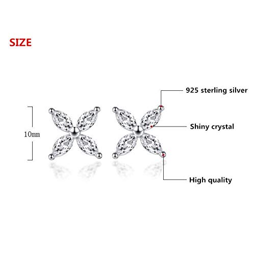 ZJL Simplicidad con Estilo 925 Pendiente Antialérgico de Plata Esterlina Cristal Brillante Flor de Hielo Señoras Stud Pendientes Joyería Venta Al por Mayor Envío de la GotaClaro