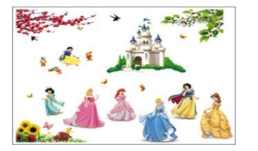 ZKPMJH Grandes Pegatinas de Pared de Colores Castillo Princesa calcomanía Vinilo niñas niños Dormitorio Arte