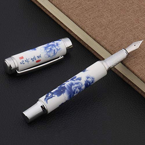 Z.L.FFLZ Pluma de la Escritura 1pcs de cerámica Azul y Blanco de Porcelana China Pintura Técnica del plumín de la Pluma (Color : Blossom and Riches, Size : Gratis)