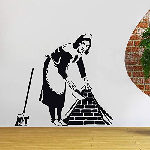 zqyjhkou Stencil Cleaning Lady Decor Maid Pegatinas de Pared para Sala de Estar Fondo de Pantalla Etiqueta de hogar Vinilo Arte Murales Cartel 99x94cm