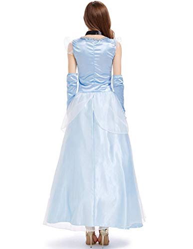 ZSM Roles de Halloween Cine y Televisión de la Mujer Princesa del Vestido de Cosplay Outfits Princesa Azul de la Reina de Gasa Vestido de la Falda del Vestido YMIK (Size : S)