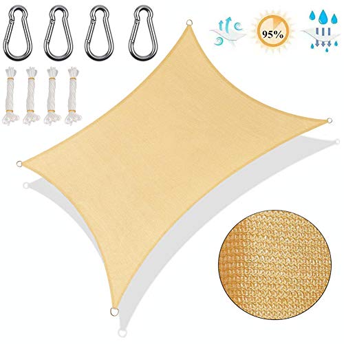 ZusFut Toldo Vela de Sombra 2x3 3x4 Rectangular 185GSM Opaca Vela Parasol Jardín Terraza Exterior (2 * 3m, Beige)