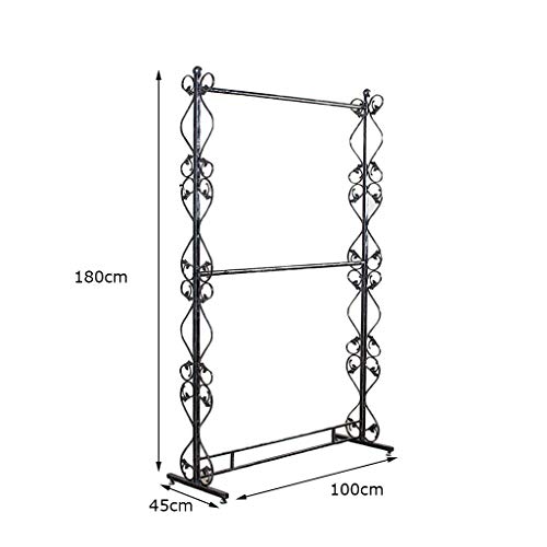 ZWD - Perchero de hierro forjado, diseño retro hueco de doble capa para taquilla, para ropa, multifunción, para vestidos y sombreros, Blanco, 180*100CM