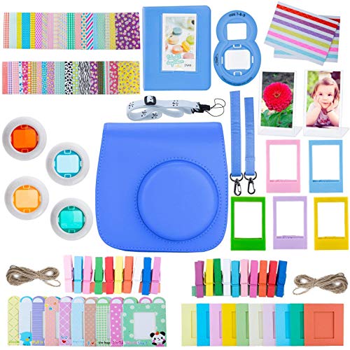 ZWOOS 12 en 1 Accesorios para Instax Mini 9/ Mini 8/ Mini 8+/ Mini 8S Cámara instantánea, Incluida Funda para cámara/Lente Selfie/álbum/Pegatinas/Marcos/Filtros