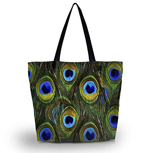 ZXXFR Suave De Plumas De Pavo Real De Mujeres Niñas Zip Shopping Bag Tote Hombro Bolsa Bolso De Señora Madre