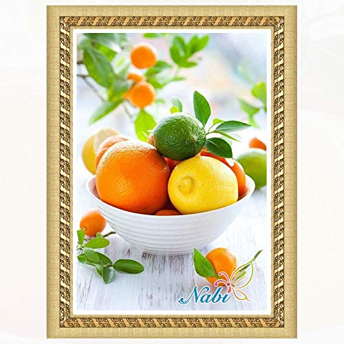 ZXXGA 5D DIY Diamante Pintura Fruta Lienzo Rhinestone Punto de Cruz Pared Arte decoración Regalo Diamante Cuadrado 40x55cm