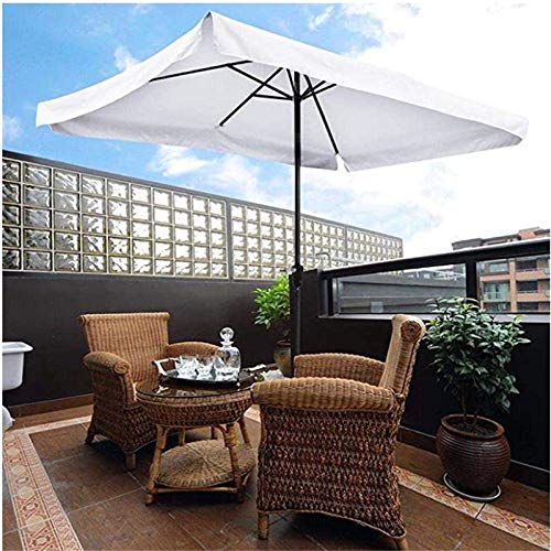 ZXYY Sombrilla de jardín Sombrilla de jardín 3x2m Sombrilla de jardín de Aluminio de 6 Costillas Sombrilla de Patio Exterior con manivela inclinable Blanco para balcón Patio Patio de Pesca