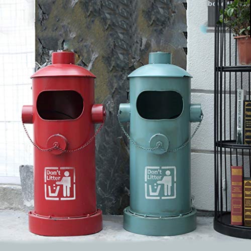 ZYJ Stores-bins Bote de Basura al Aire Libre Americano Retro Hierro Contenedores de Hidrante Fuego Estilo Industrial Cubos Basura de Oficina Basura Almacenamiento de Basura Contenedores de Reciclaje