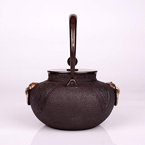 ZzheHou Tetera De Hierro Fundido De Fundición Japonesa De Tipo Vaso De Agua Pura Anillo Retro Manual De Wok 1.200 Ml Bestia Tetera De Hierro (Color : Brown, Size : 1200ml)