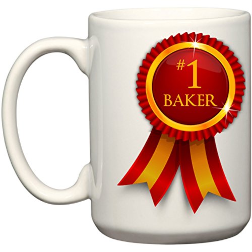 # 1 Baker Number One Baker Ideas de regalo para un panadero para Navidad o cumpleaños taza de café