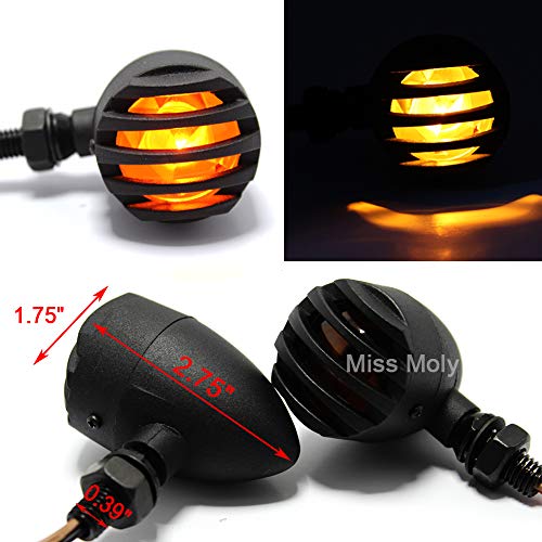 1 Par Moto Intermitentes Luz, 12V Indicador LED Luces para Cruiser Bobber Chopper (Ámbar)