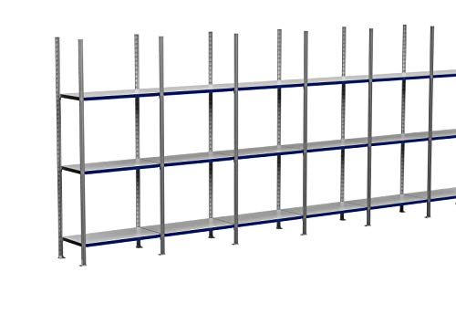 10 M balda estantería 200/250/300 cm de altura, 50 cm de profundidad con 3 – 8 niveles Incluye compartimento Acero Estantes, carga: 200 kg