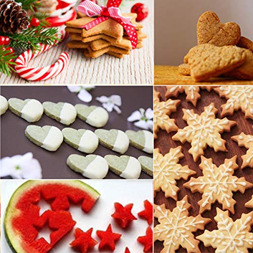 10 Pzs Moldes de Galletas Navideña, Acero Inoxidable Navidad Cortadores Galletas Moldes para Cookie, Fondant, Cortador de Galletas Estrella Árbol de Navidad Campana Luna Calcetín Copo de Nieve Corazón