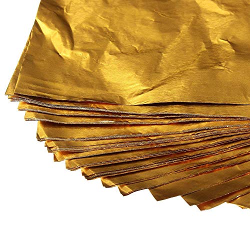 100 envoltorios cuadrados de papel de aluminio para caramelos, chocolate, color dorado