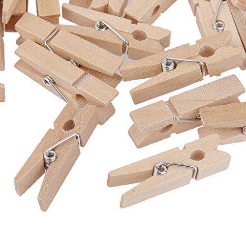 100x Clavijas Pinzas Contactos de Madera Naturales Ropa Foto Papel DIY Mini Clips 25 * 3mm