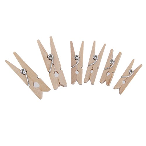 100x Clavijas Pinzas Contactos de Madera Naturales Ropa Foto Papel DIY Mini Clips 25 * 3mm