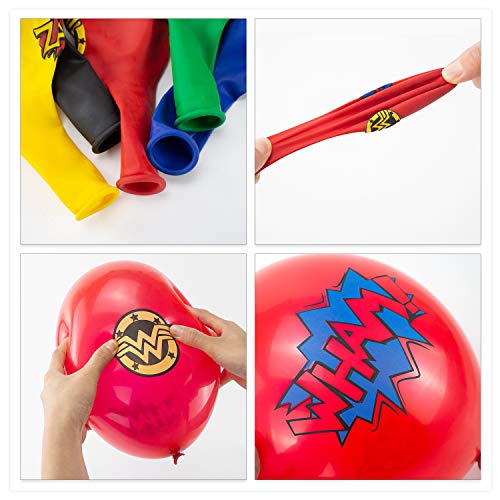 104 piezas globos de superhéroe globos de látex para niños fiesta de cumpleaños suministros de suministros decoraciones 16 símbolos perfectos para tu fiesta temática (12 pulgadas)