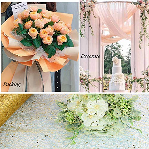 10metros Rollo Tul Tela Tul Dorado Carrete Tulle Ancho 30cm Decoración Hogar Boda Navidad Fiesta Manualidades Envolver Regalos Cinta Lazos